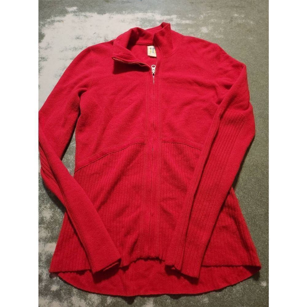 Title Nine red zip up wool blend sweater sz Small